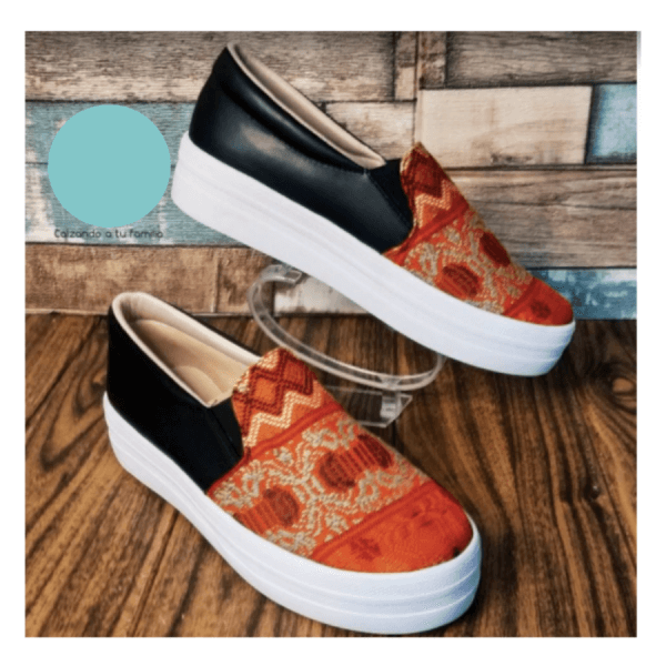 Tennis For Lady, in White with Artisan Embroidery in Orange
